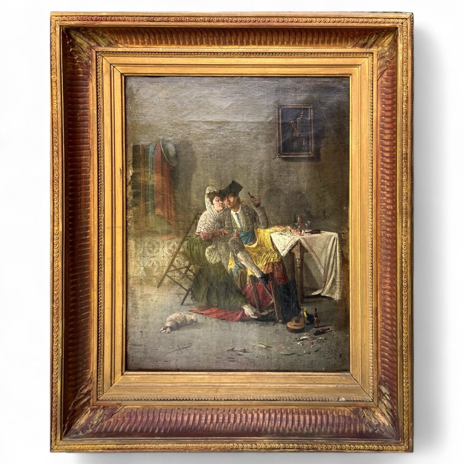 Spanish Passion 19th C. Painting, signed